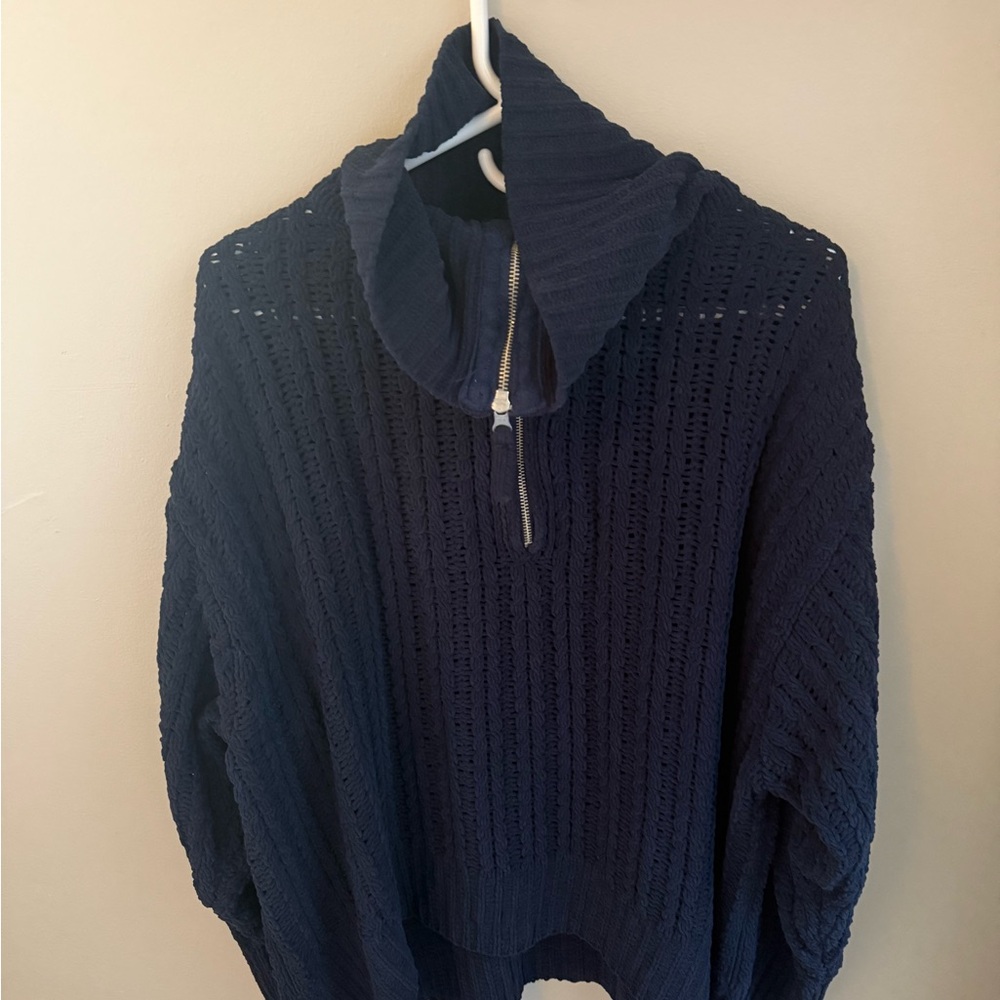 Aerie Deep Blue Cowl Neck Sweater